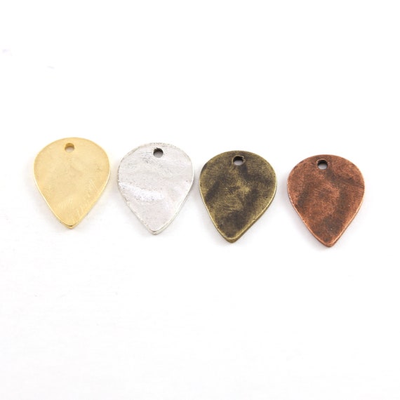 Large Pewter Metal Hammered Upside Down Teardrop Stamping Blank Dagger Point Petal Pendant Silver, Gold, Antique Brass, Antique Copper