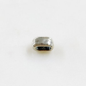 Sterling Silver Artisan Organic Hammered Textured Spacer Bead Rectangular Rounded Edge Large Hole Spacer Bead