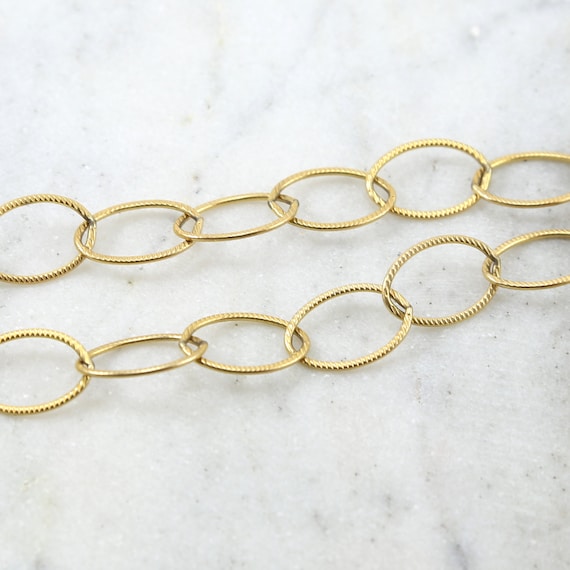 Large Oval Textured Rope 14K Gold Filled Chain 20mm x 13mm Permanent Jewelry / Sold by the Foot / Bulk Unfinished Chain