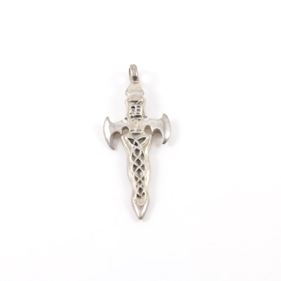 Sterling Silver Large Medieval Dagger Sword Charm Thick Large Pendant Charm for Men