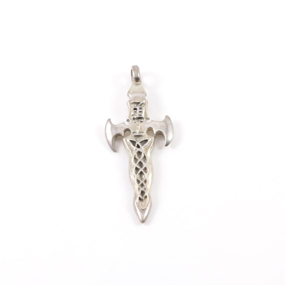 Sterling Silver Large Medieval Dagger Sword Charm Thick Large Pendant Charm for Men