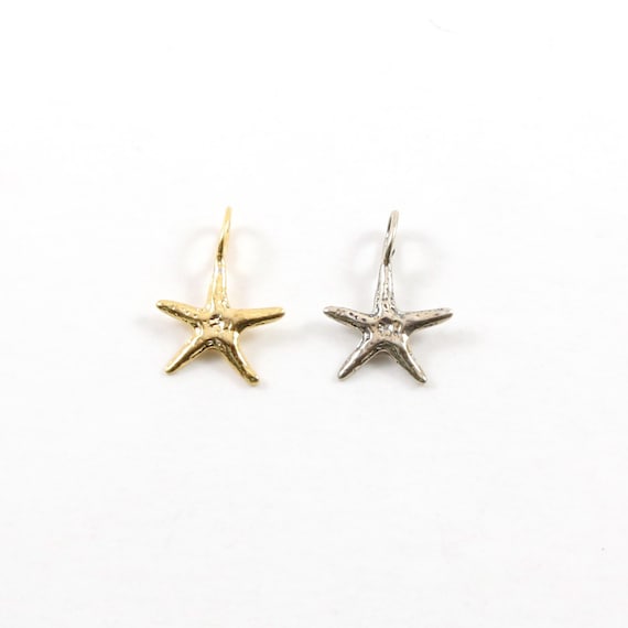 Small Starfish Charm Ocean Inspired Nautical Sea Life Pendant in Sterling Silver or Vermeil Gold