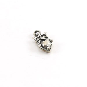 Sterling Silver Faceted Jewel Heart with Crown Charm Queen Princess Charm Pendant