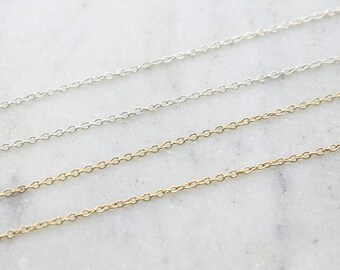 Dainty minimal cable chain link sterling silver or 14k gold filled permanent jewelry  / sold by the foot / bulk unfinished chain