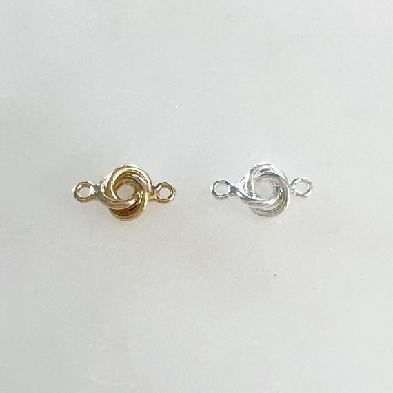 Tiny Dainty Love Knot Connector Charm 14K Gold Filled or Sterling Silver Bracelet, Necklace Connector Permanent Jewelry