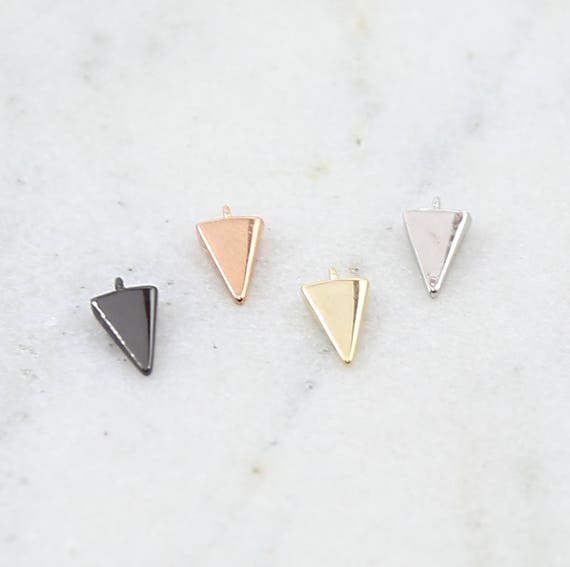 4 Pieces Rhodium Plated Teeny Tiny Triangle Point Dagger 10mm Charm in Gunmetal, Rose Gold, Gold or Silver