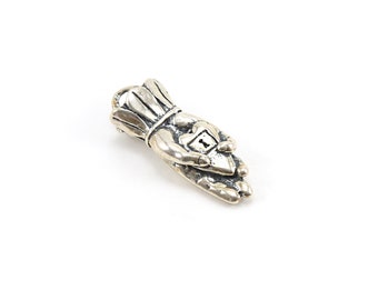 Pendentif coeur en argent sterling d'inspiration vintage, main épaisse, fournitures uniques pour la fabrication de bijoux
