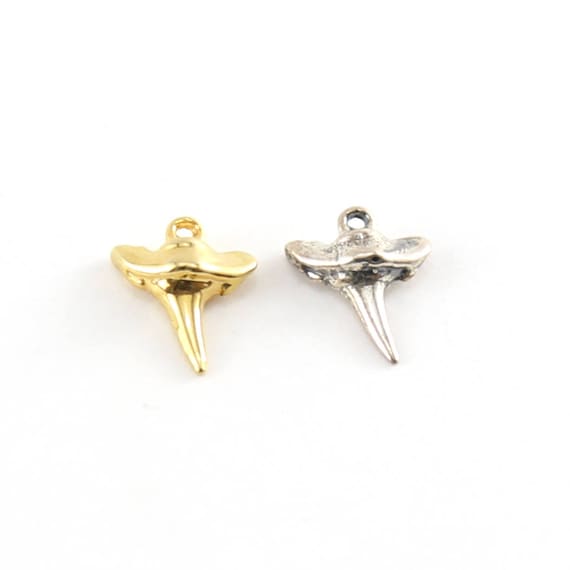 Tiny Shark Tooth Ocean Animal Nature Charm in Sterling Silver or Vermeil Gold Nautical Pendant