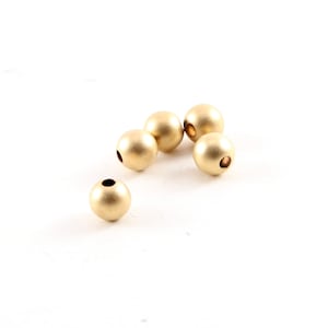 5 Pieces 5mm Smooth Matte Gold Seamless Round 14K Gold Filled Spacer Beads