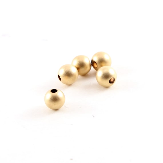 5 Pieces 5mm Smooth Matte Gold Seamless Round 14K Gold Filled Spacer Beads