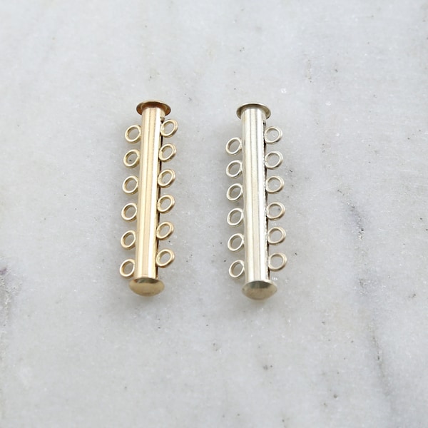 Cierre deslizante de 6 hilos en plata de ley o chapado en oro de 14 quilates. Suministros para la fabricación de joyas. Accesorios para cadenas.