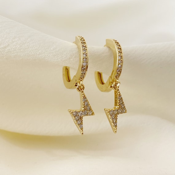 Sparkle Lightning Bolt Mini Hoops