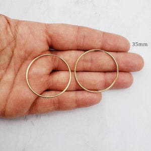 1 Pair 14K Gold Filled Large Endless Hoop Earrings 20mm, 24mm, 30mm, 35mm Earring Wires Earring Hook Component image 6