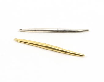 Long spike point dagger charm pendant in sterling silver or vermeil gold