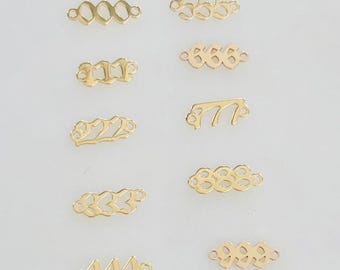 14k gold filled teeny tiny angel number connector charm pendant permanent jewelry wish good luck charm