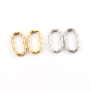 2 pieces thick twisted ring oval 22mm x 15mm pewter metal connector link charm antique gold or antique silver