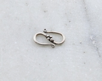 Cierre de gancho en forma de S de plata esterlina con diseño de flor de bola estilo Bali, suministros para hacer joyas, accesorios de cadena