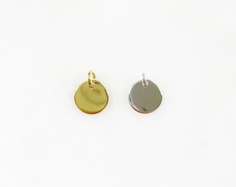 Vermeil or Sterling Silver Small Stamping Charm Smooth Flat Gold or Silver Stamping Charm Jewelry Making Arts and Crafts Charms