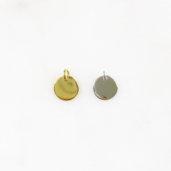 Vermeil or Sterling Silver Small Stamping Charm Smooth Flat Gold or Silver Stamping Charm Jewelry Making Arts and Crafts Charms