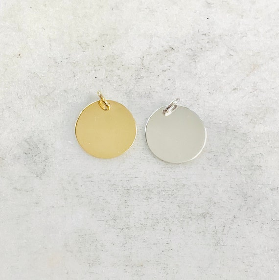 Round Stamping Disc in Gold Vermeil or Sterling Silver Simple Dainty Minimal Blank Coin