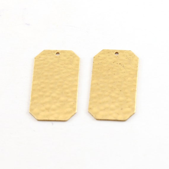 2 Pieces Hammered Textured Thin Dog Tag Brass Metal Stamping Blank Charm Pendant