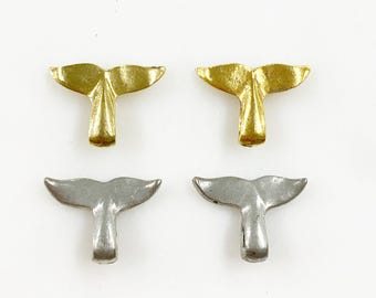 2 piece pewter whale tail charm beach/ocean animal charm choose your color antique gold or antique silver
