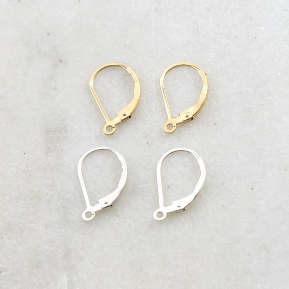 1 Pair Simple Minimal Leverback Earring Hooks Earring Component in Sterling  Silver or 14K Gold Filled 