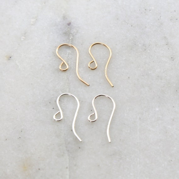 1 Pair Minimal Ear Wire Earring Wires Earring Hook Component in Sterling Silver or 14K Gold Filled