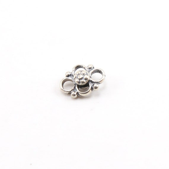 Sterling Silver Tiny Flower Multi Connector Charm 4 Way Connector Loop