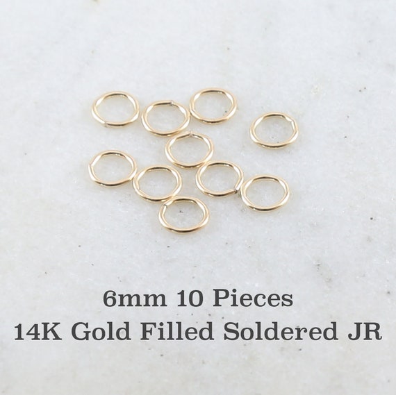 10 Pieces 6mm 20 Gauge 14K Gold Filled Soldered Closed Jump Rings Charm Links Jewelry Making Supplies Gold Findings