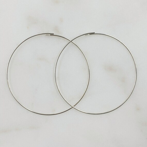 1 Pair Sterling Silver Beading Hoop Earring Wire 50mm Earring Wires Earring Hoop Component