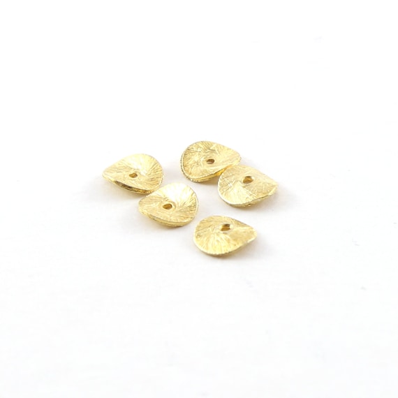 5 Pieces 6mm Vermeil Wavy Disc Rondelle Bead Potato Chip Spacer Beads