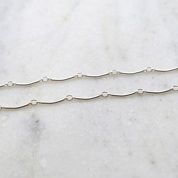 Sterling Silver Curved Link Bar Chain 12mm x 1mm / Sold by the Foot / Bulk Unfinished Chain