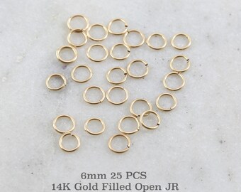 25 Stück 6 mm 20 Gauge 14 Karat goldgefüllte offene Biegeringe Charm-Glieder Schmuckzubehör Goldteile