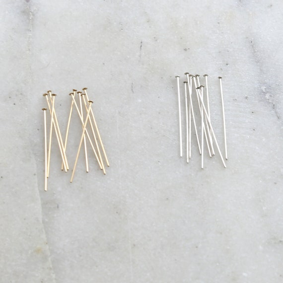 10 Pieces 1 Inch Flat Head Pin 24 Gauge 14K Gold Filled or Sterling Silver Stringing Bead Supplies