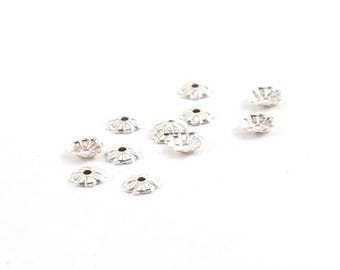 10 piezas de tapas de cuentas de flores de plata esterlina de 4 mm para la fabricación de joyas
