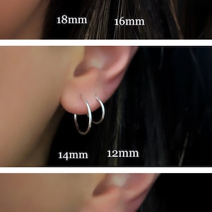 1 Pair Sterling Silver Small Endless Hoop Earrings 18mm, 16mm, 14mm, 12mm, 10mm Earring Wires Earring Hook Component image 2