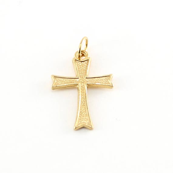 14K Gold Filled Textured Cross Charm Religious Spiritual Pendant