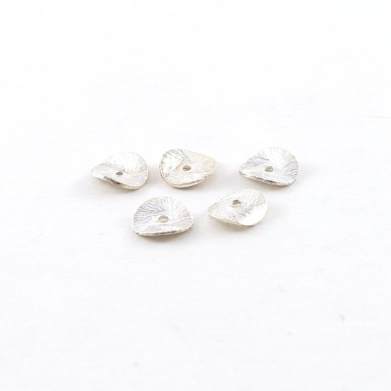 5 Pieces 6mm Sterling Silver Wavy Disc Rondelle Bead Potato Chip Spacer Beads