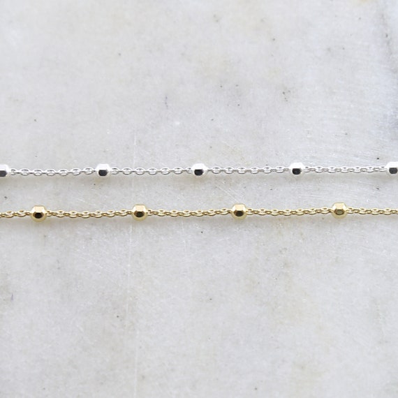 Thick 2.5mm Faceted Satellite Ball Chain Sterling Silver or Vermeil Gold Curb Chain /dainty choker chain/ sold by the foot / bulk unfinished