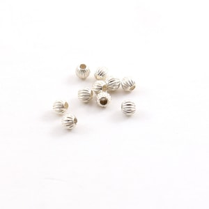 10 Pieces 3mm Corrugated Seamless Round Sterling Silver 925 Spacer Beads