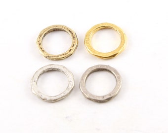 2 Pieces Medium 15mm Pewter Metal Raw Open Circle Connector Ring Charm