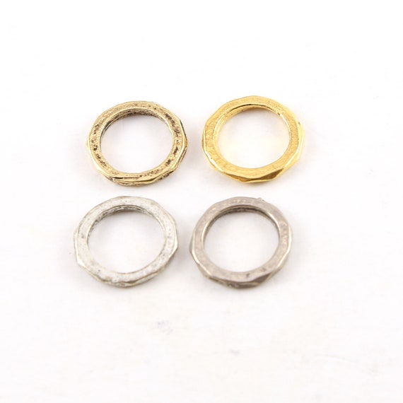 2 Pieces Medium 15mm Pewter Metal Raw Open Circle Connector Ring Charm