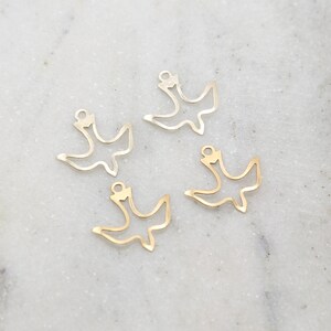 2 Pieces Dainty Flying Dove Bird Delicate Sparrow Charm in Sterling Silver and 14K Gold Filled
