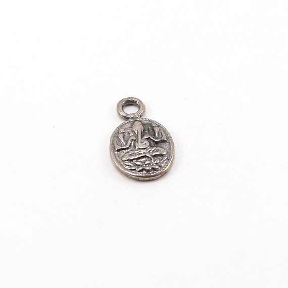 Ganesh Oval Sterling Silver Deity Charm Hindu Hinduism Spiritual Religious Pendant Ganesha Pendant