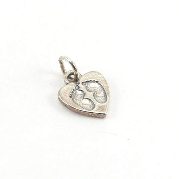 Sterling Silver Baby Feet Imprint Heart Charm Pendant New Born Baby Gift Necklace Charm