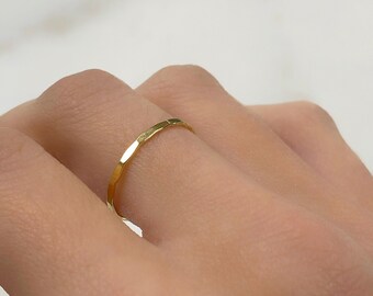 Hammered thin stacking ring 14k gold filled ring in size 6 or 7