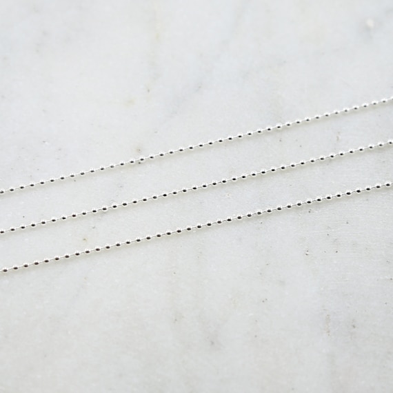 1.5mm Sterling Silver Ball Chain Dainty Lightweight Minimal Dog Tag Chain / Sold by the Foot / Bulk Unfinished Chain