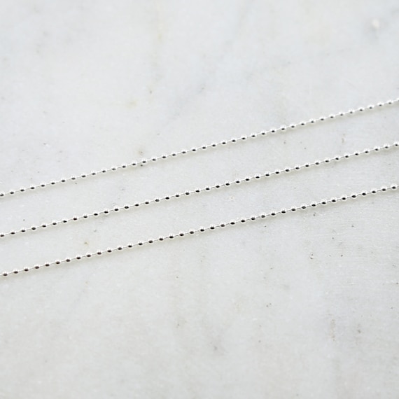 1.5mm Sterling Silver Ball Chain Dainty Lightweight Minimal Dog Tag Chain / Sold by the Foot / Bulk Unfinished Chain