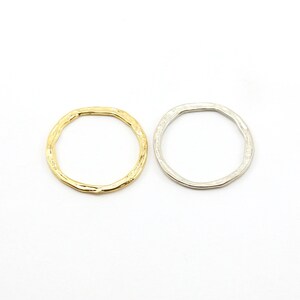 Large hammered textured open circle connector ring in sterling silver or vermeil gold